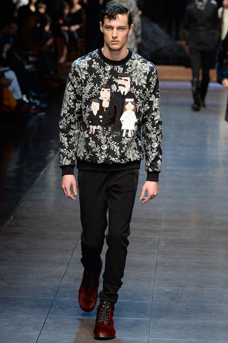 Модель 28 из мужской коллекции Dolce & Gabbana осень-зима 2015-2016